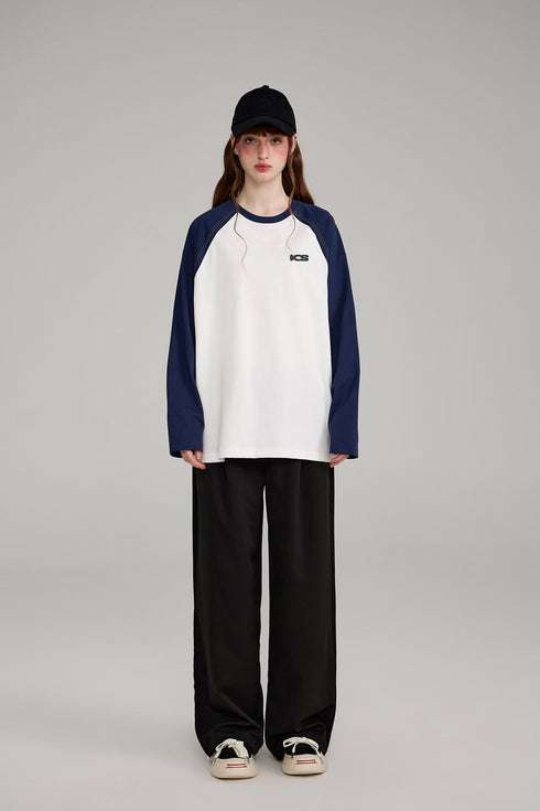 ICS Raglan Sleeve Contrast Color Long Sleeve T-shirt